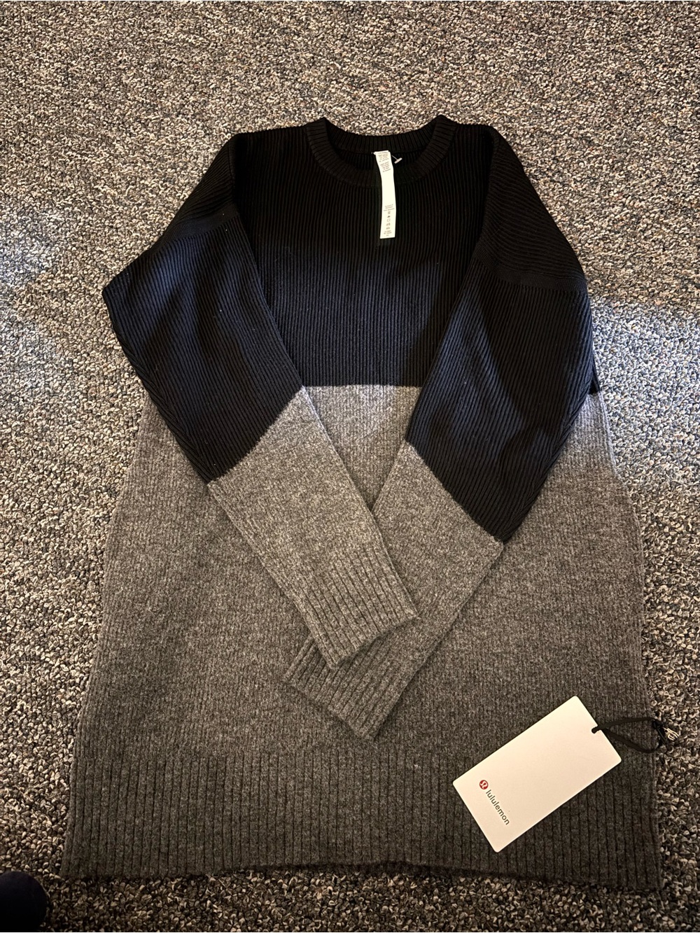 lululemon athletica Black and Gray Colorblock Crewneck Sweater